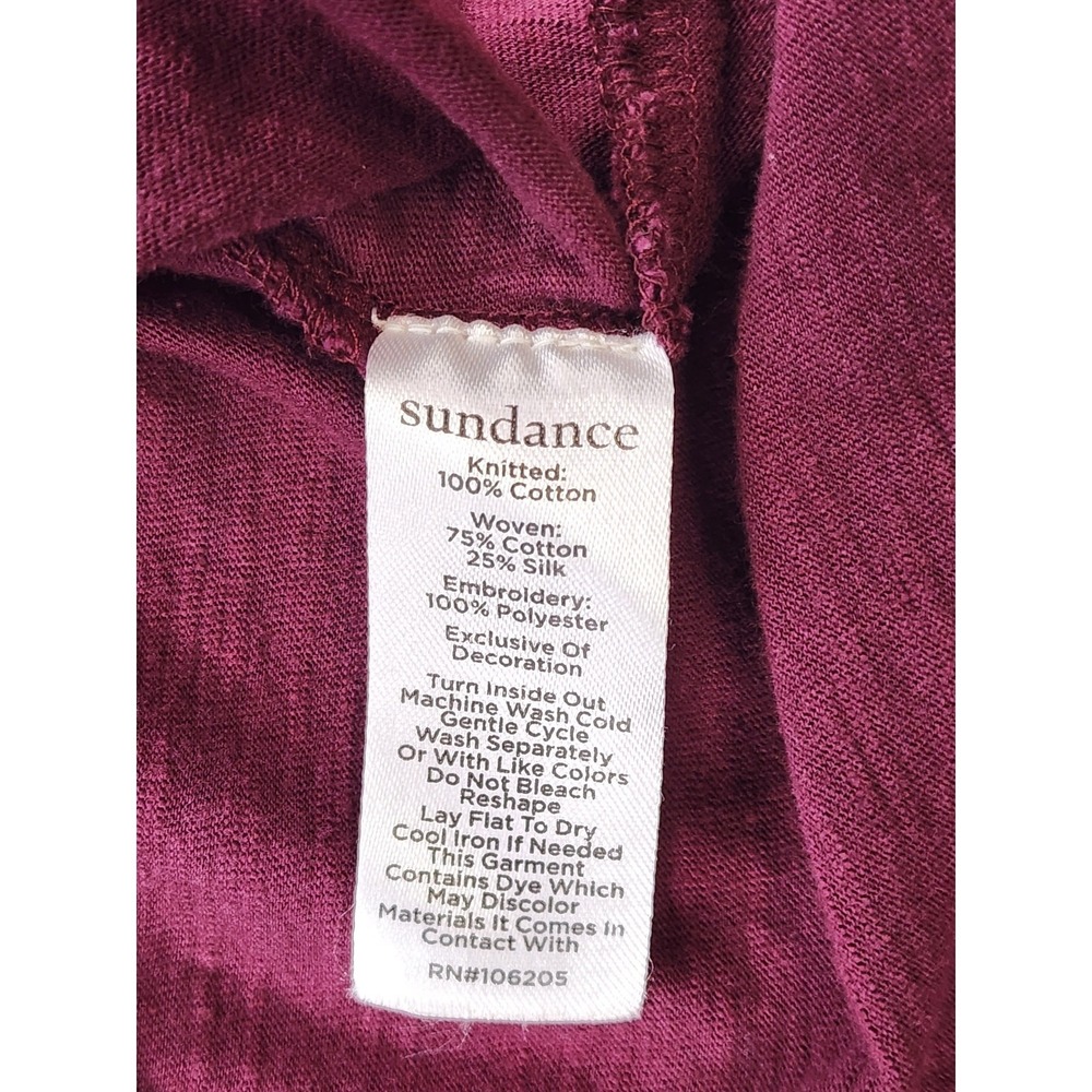 Sundance Women Boho Embroidered Floral V-Neck Mixed Media Blouse Size M - Picture 8 of 10
